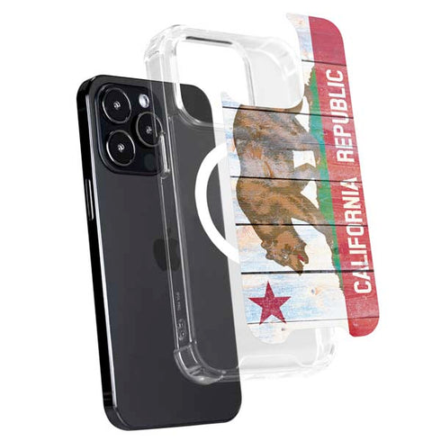 California Flag Light Wood iPhone 14 Pro MagSafe Case
