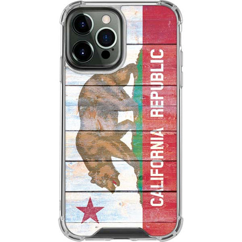 California Flag Light Wood iPhone 14 Pro Max Clear Case