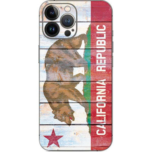 California Flag Light Wood iPhone 14 Pro Max Skin