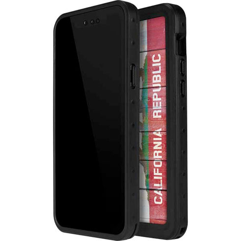 California Flag Light Wood iPhone 14 Pro Max Waterproof Case