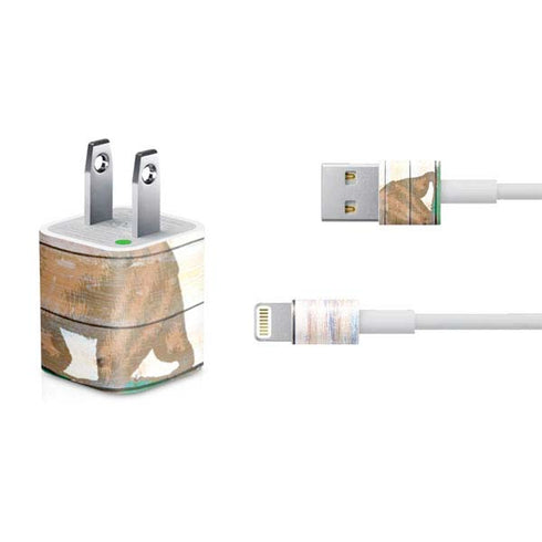 California Flag Light Wood iPhone Charger (5W USB) Skin