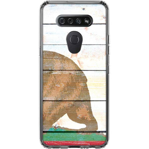 California Flag Light Wood LG K51/Q51 Clear Case