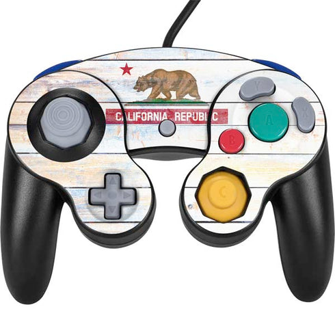 California Flag Light Wood Nintendo GameCube Controller Skin
