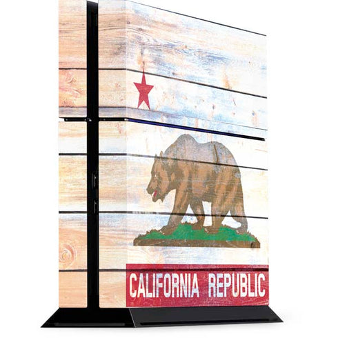 California Flag Light Wood PS4 Console Skin