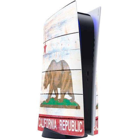 California Flag Light Wood PS5 Console Skin
