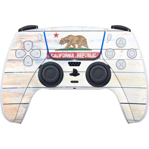 California Flag Light Wood PS5 Controller Skin
