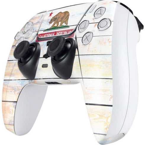 California Flag Light Wood PS5 Controller Skin