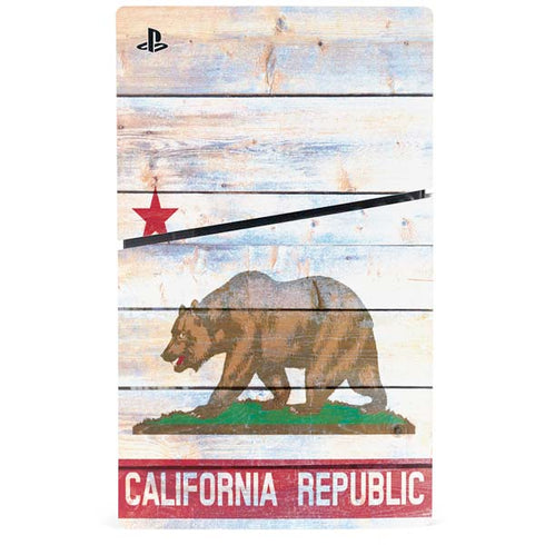 California Flag Light Wood PS5 Slim Digital Edition Console Skin