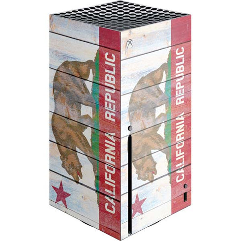 California Flag Light Wood Xbox Series X Console Skin