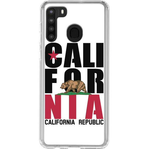 California White Block Galaxy A21 Clear Case