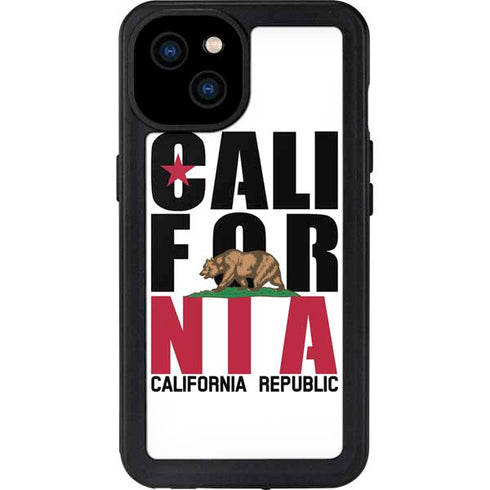 California White Block iPhone 15 Plus Waterproof Case