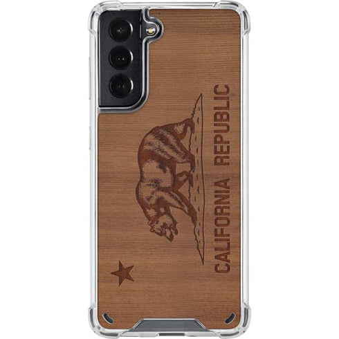 California Wood Flag Galaxy S21 5G Clear Case