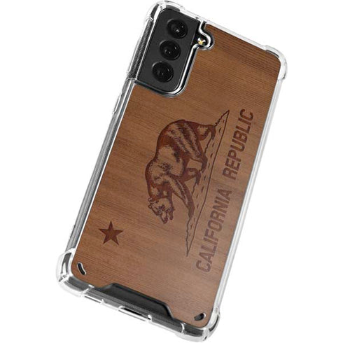California Wood Flag Galaxy S21 5G Clear Case