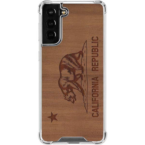 California Wood Flag Galaxy S21 FE Clear Case