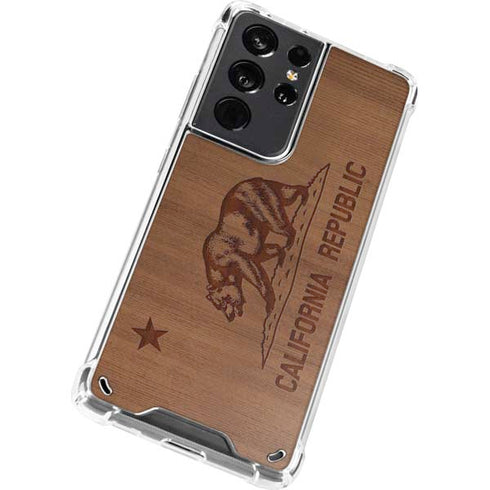 California Wood Flag Galaxy S21 Ultra 5G Clear Case