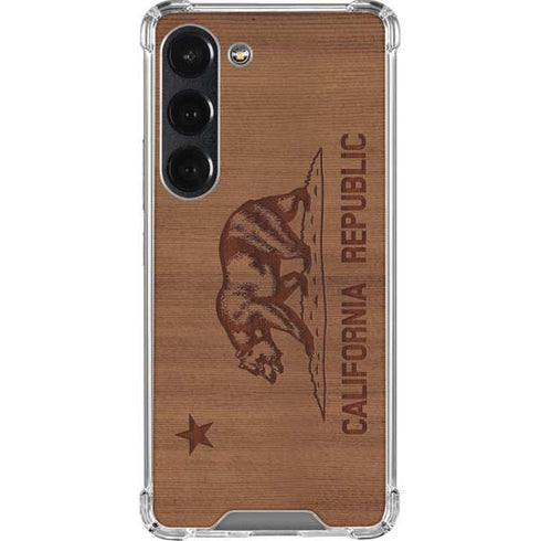 California Wood Flag Galaxy S23 Clear Case