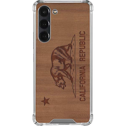 California Wood Flag Galaxy S23 Plus Clear Case