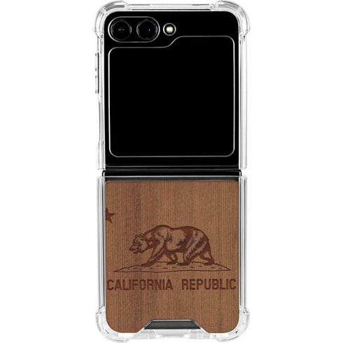 California Wood Flag Galaxy Z Flip5 5G Clear Case