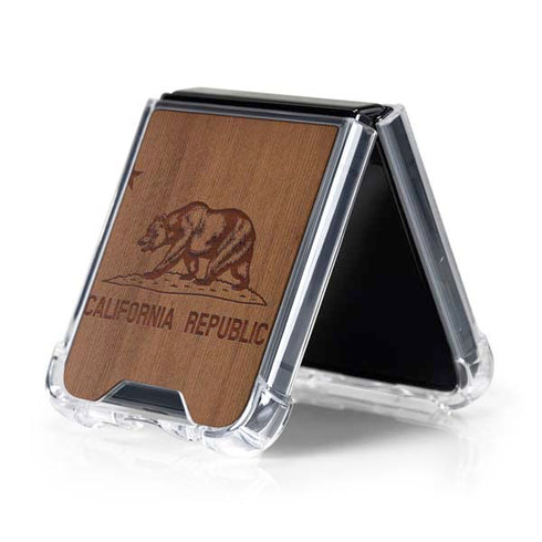 California Wood Flag Galaxy Z Flip5 5G Clear Case