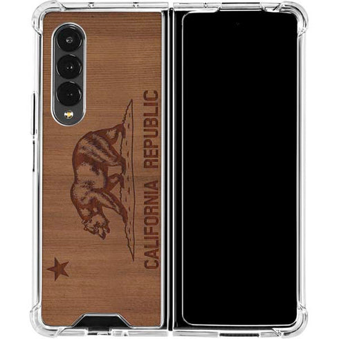 California Wood Flag Galaxy Z Fold4 5G Clear Case