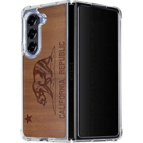 California Wood Flag Galaxy Z Fold5 5G Clear Case