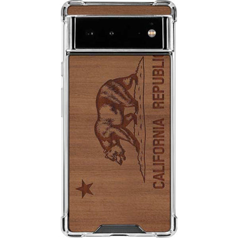 California Wood Flag Google Pixel 6 Clear Case