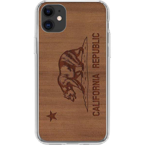 California Wood Flag iPhone 11 Clear Case