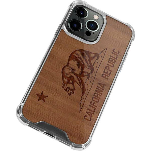 California Wood Flag iPhone 13 Pro Clear Case