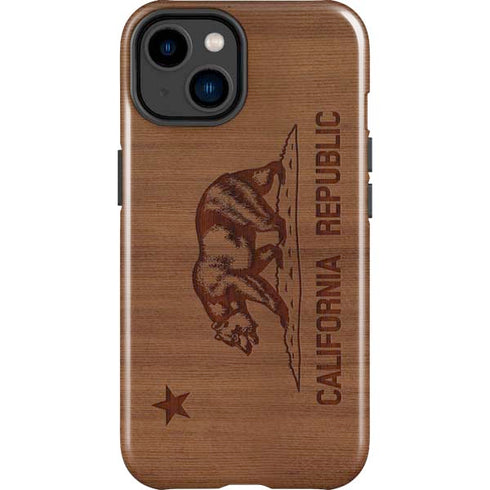 California Wood Flag iPhone 15 Plus Impact Case