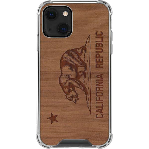 California Wood Flag iPhone 14 Plus Clear Case