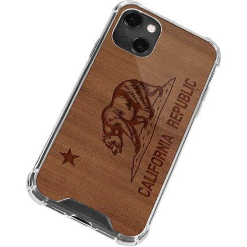 California Wood Flag iPhone 14 Plus Clear Case