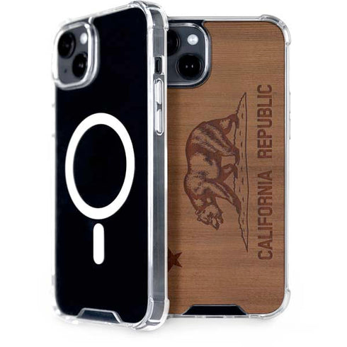 California Wood Flag iPhone 15 Plus MagSafe Case