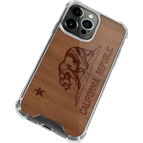 California Wood Flag iPhone 15 Pro Clear Case