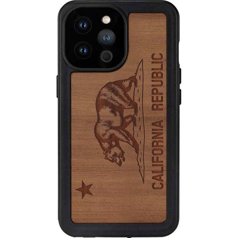California Wood Flag iPhone 14 Pro Max Waterproof Case