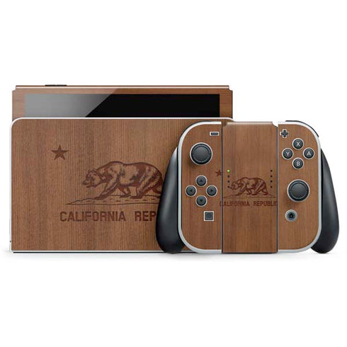 California Wood Flag Nintendo Switch OLED (2021) Skin