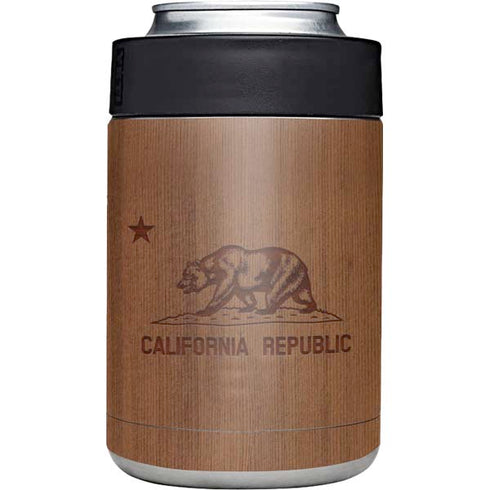 California Wood Flag Yeti Colster Can Insulator Skin