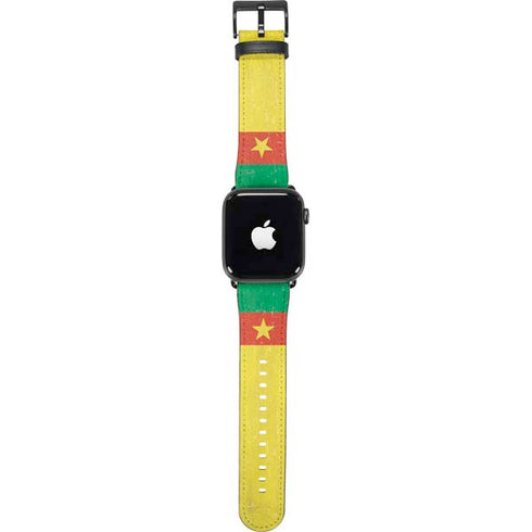 Cameroon Flag Distressed Apple Watch Band 42-44mm