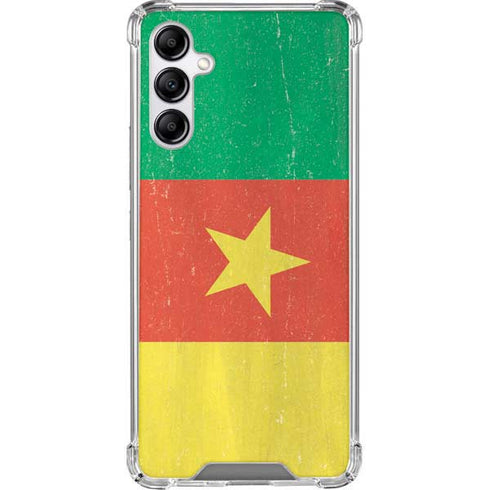 Cameroon Flag Distressed Galaxy A14 5G Clear Case