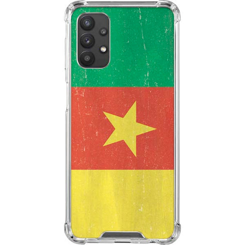 Cameroon Flag Distressed Galaxy A32 5G Clear Case