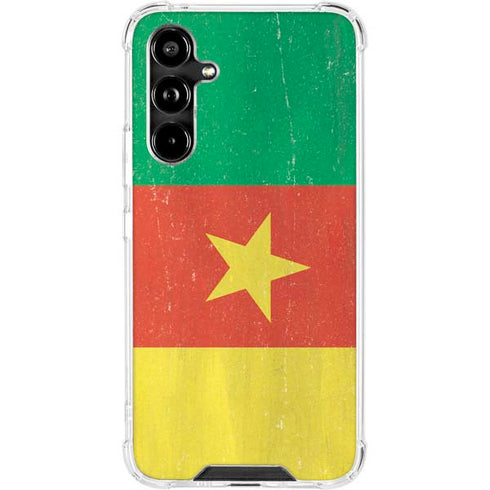 Cameroon Flag Distressed Galaxy A54 5G Clear Case