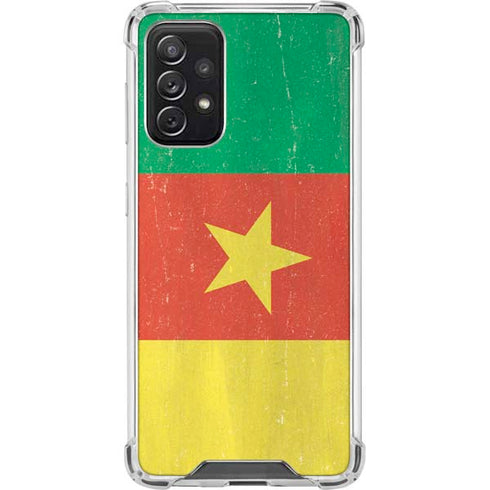 Cameroon Flag Distressed Galaxy A72 5G Clear Case