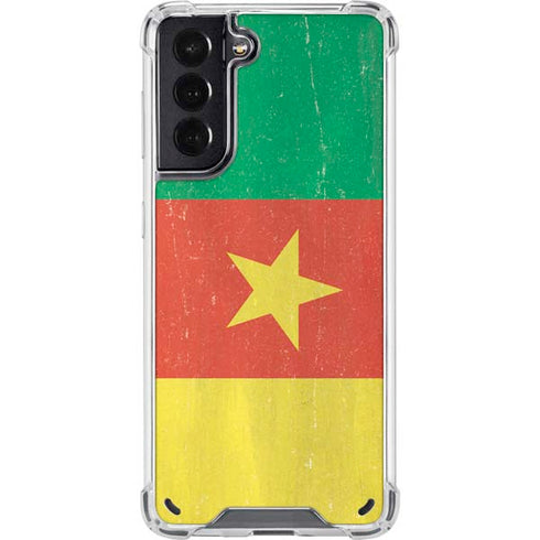 Cameroon Flag Distressed Galaxy S21 5G Clear Case