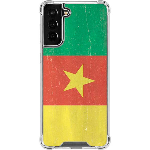 Cameroon Flag Distressed Galaxy S21 FE Clear Case
