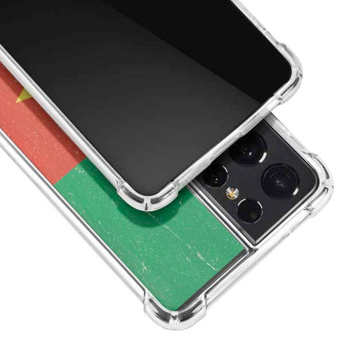 Cameroon Flag Distressed Galaxy S21 Ultra 5G Clear Case