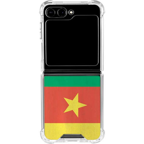 Cameroon Flag Distressed Galaxy Z Flip5 5G Clear Case