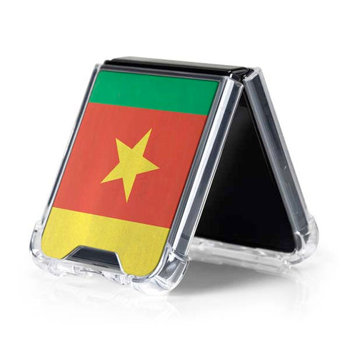 Cameroon Flag Distressed Galaxy Z Flip5 5G Clear Case