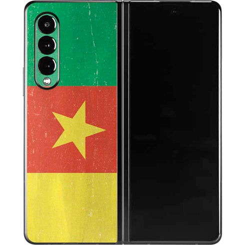 Cameroon Flag Distressed Galaxy Z Fold3 5G Skin