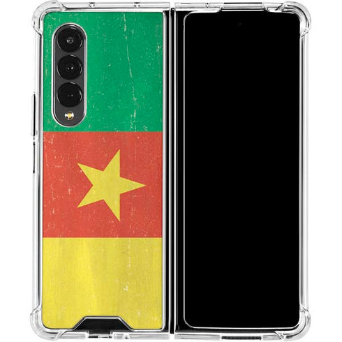 Cameroon Flag Distressed Galaxy Z Fold4 5G Clear Case