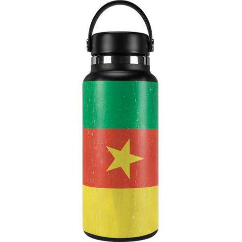 Cameroon Flag Distressed Hydro Flask 32oz Wide Mouth Skin