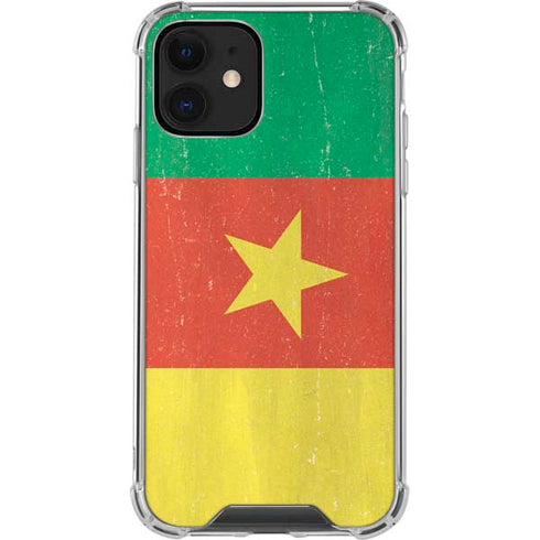 Cameroon Flag Distressed iPhone 12 Clear Case